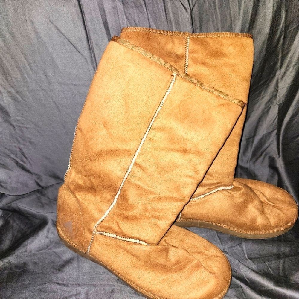 Airwalk Faux Suede Leather Tan Stitched Lined Women's Half Boots 11